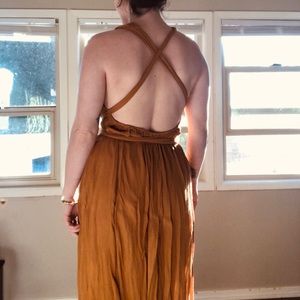 Gold maxi free people goddess dress